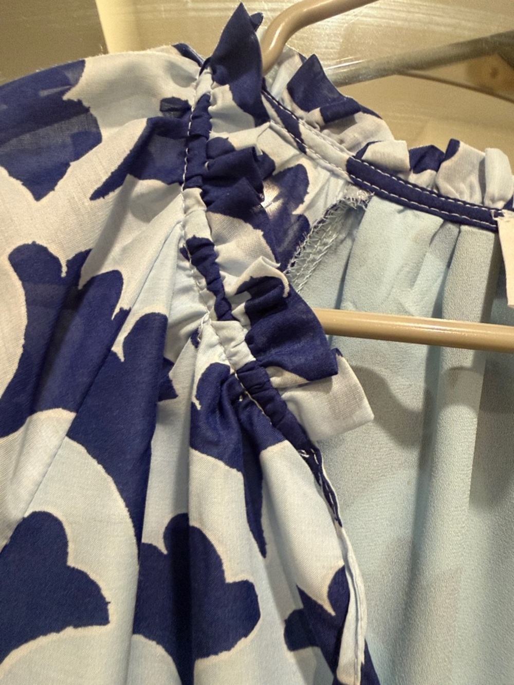 J. Marie Blue Floral-Print Mini Dress - Women's Casual Tiered Dress small - Picture 7 of 11